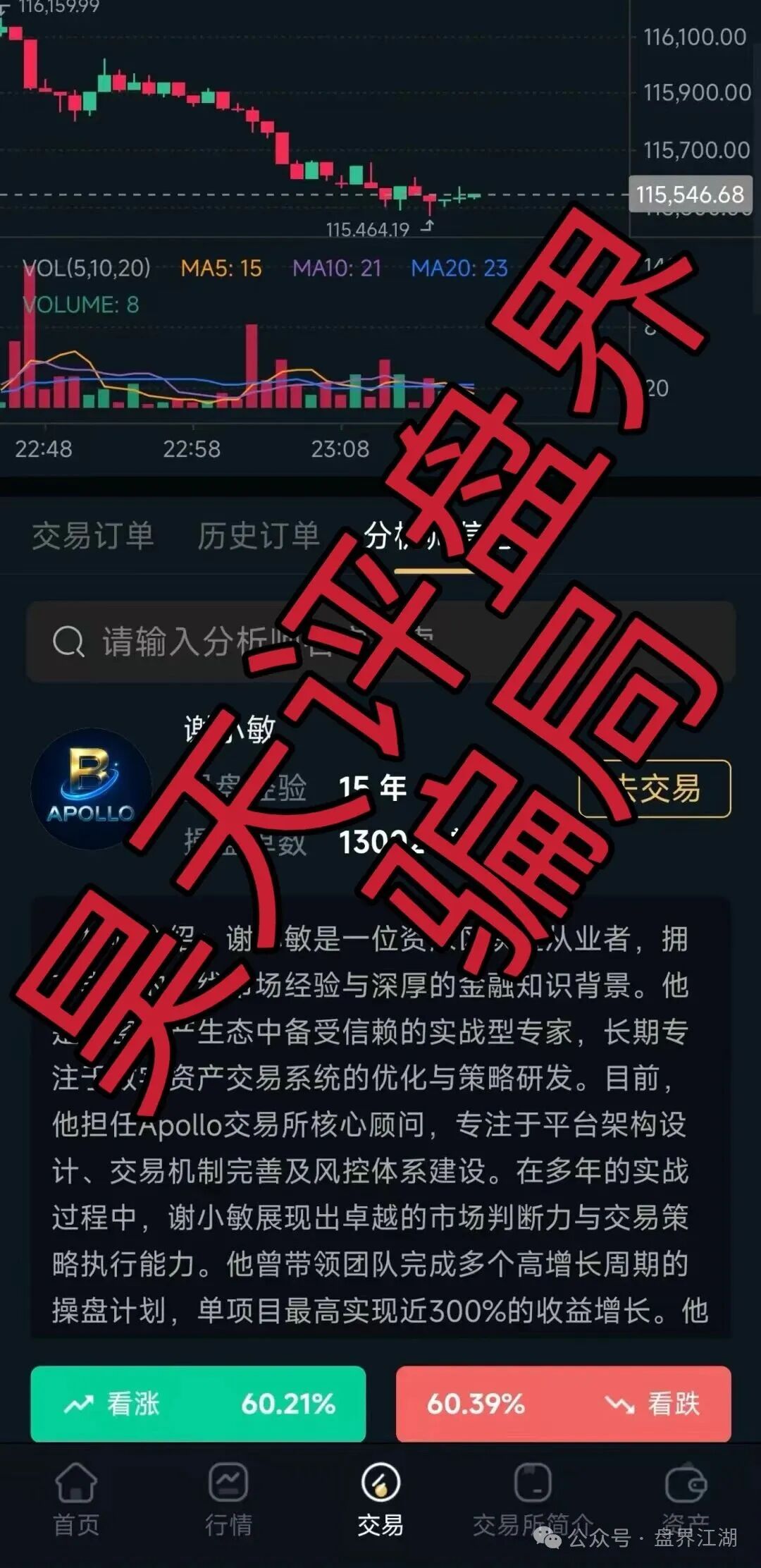 阿波罗交易所合约跟单类资金盘骗局，下面会员撤出就全线封号单割团队，毫无格局，典型的一轮圈杀猪盘，即将崩盘跑路！